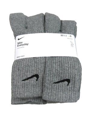Nike Everyday Cushioned Crew Socks Men's Size 8-12 Grey 6 Pack NEW